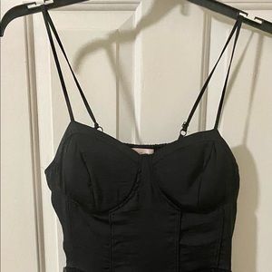 Black mini dress with layered tulle.